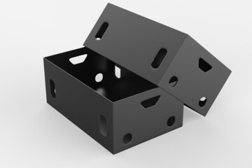 Realistic Open And Closed Blank Big Packaging Boxes isolated on white background. 3d illustration