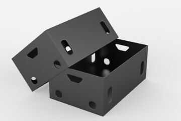 Realistic Open And Closed Blank Big Packaging Boxes isolated on white background. 3d illustration