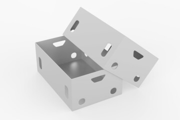 Realistic Open And Closed Blank Big Packaging Boxes isolated on white background. 3d illustration