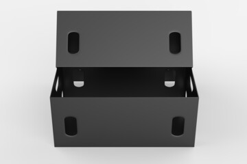 Realistic Open And Closed Blank Big Packaging Boxes isolated on white background. 3d illustration