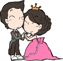 cartoon wedding couples marry lovely illustration