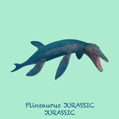 Pliosaurus JURASSIC. A collection of various dinosaurs and reptiles that lived during the Jurassic Period of Earth's history © David Costa Art