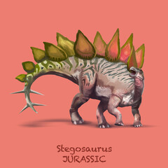 Stegosaurus JURASSIC. A collection of various dinosaurs and reptiles that lived during the Jurassic Period of Earth's history