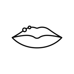 Fototapeta premium Herpes Infection on Lips Line Icon. Blister, Pimple, Acne and Rash on Lips Outline Icon. Herpes Virus Disease. Editable Stroke. Isolated Vector Illustration