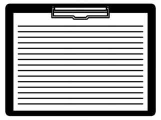 クリップボード 　用紙　イラスト素材　横　白黒