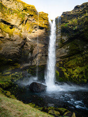 The hidden gem of Kvernufoss waterfall near Skogafoss in Iceland
Skógar, Iceland Beauty of nature concept background.