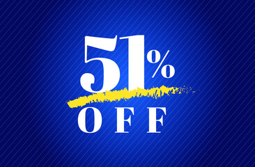 51% off tag fifty one percent discount black friday sale white letter blue gradient  background