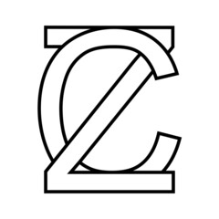 Logo sign zc cz icon czech interlaced letters c z - obrazy, fototapety, plakaty