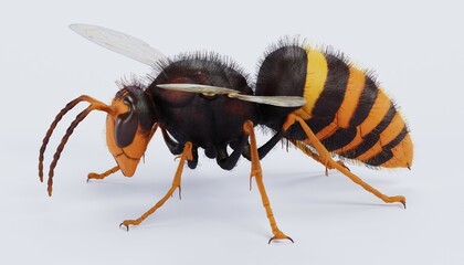 Realistic 3D Render of Asian Hornet