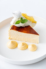 cheesecake with lemon and whipped cream