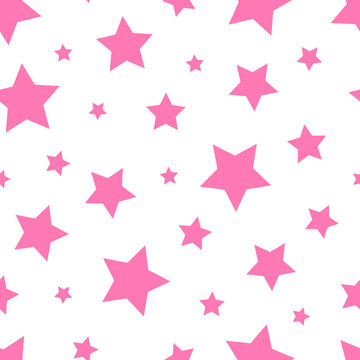 Seamless Pattern Pink Stars Vector Illustration