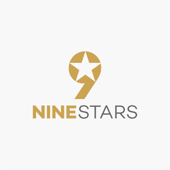 Nine Stars gold abstract logo design vector image