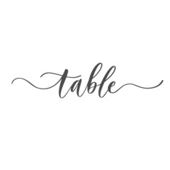 Table -calligraphy inscription for wedding cards and guests seating cards.