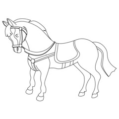 Vector pony horse coloring book. Cartoon-style illustration.