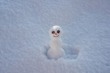 Snow man in winter. Christmas snowman. New year element.