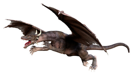 3D Rendering Fairy Tale Dragon on White
