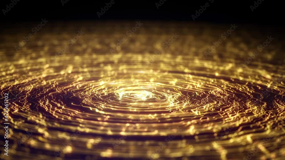 Poster Abstract Particles Gold Lines Flowing Fx Background/ 4k animation of an abstract ornament wallpaper background with lines particles patterns flowing and seamless looping