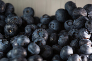 Closeup of blueberries on the table.