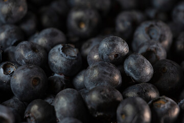 Closeup of blueberries on the table.