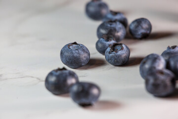 Closeup of blueberries on the table.