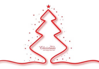 Minimal line creative christmas tree card background