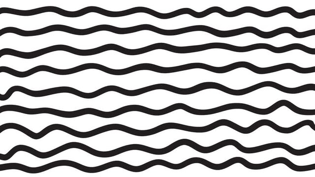 Abstract funny hand drawn wave lines on white background. Cartoon cute element in trendy vintage stop motion style. Seamless loop doodle sketch animation for creative design project.