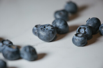 Closeup of blueberries on the table.