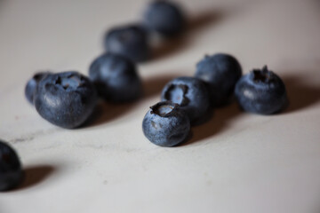 Closeup of blueberries on the table.