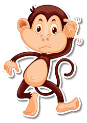 Fototapeta premium Monkey cartoon character sticker