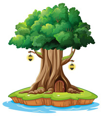 Fantasy tree house inside tree trunk © GraphicsRF