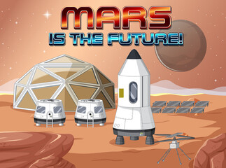 Mars est le futur logo sur fond de station spatiale