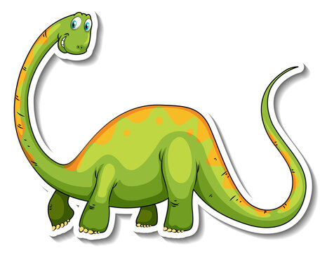 Brachiosaurus dinosaur cartoon character sticker