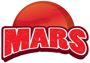 Mars woord logo ontwerp op Mars planeet