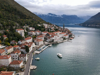 Fototapeta na wymiar Aerial view of Perast Village in Montenegro