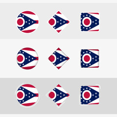 Ohio flag icons set, vector flag of Ohio.