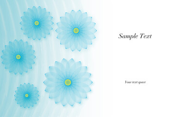 フレーム素材　ラインアートの花と波紋