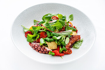 octopus salad on the white