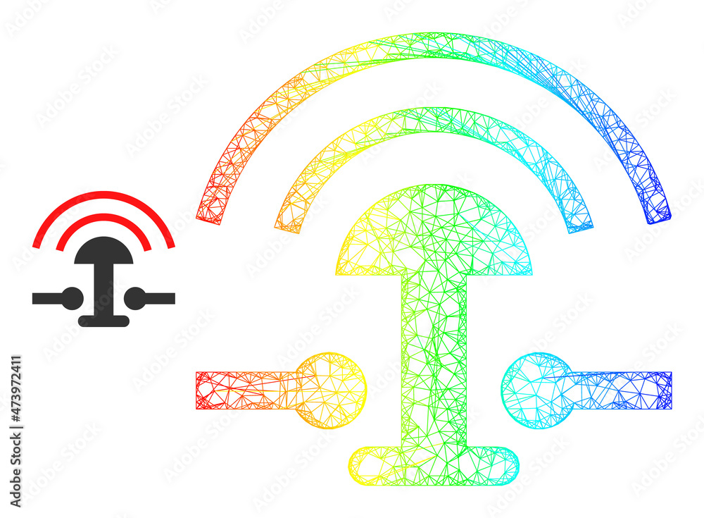 Poster network alarm button ring carcass illustration with spectrum gradient. colorful carcass network alar