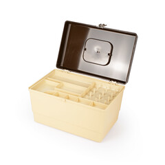 Vintage Plastic Sewing Box on white background