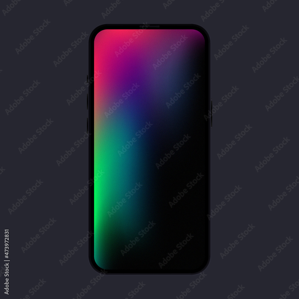 Poster front view of smartphone model. device with gradient screen on transparent background. vector illust