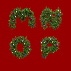 Christmas wreath-style alphabet - letters M-P