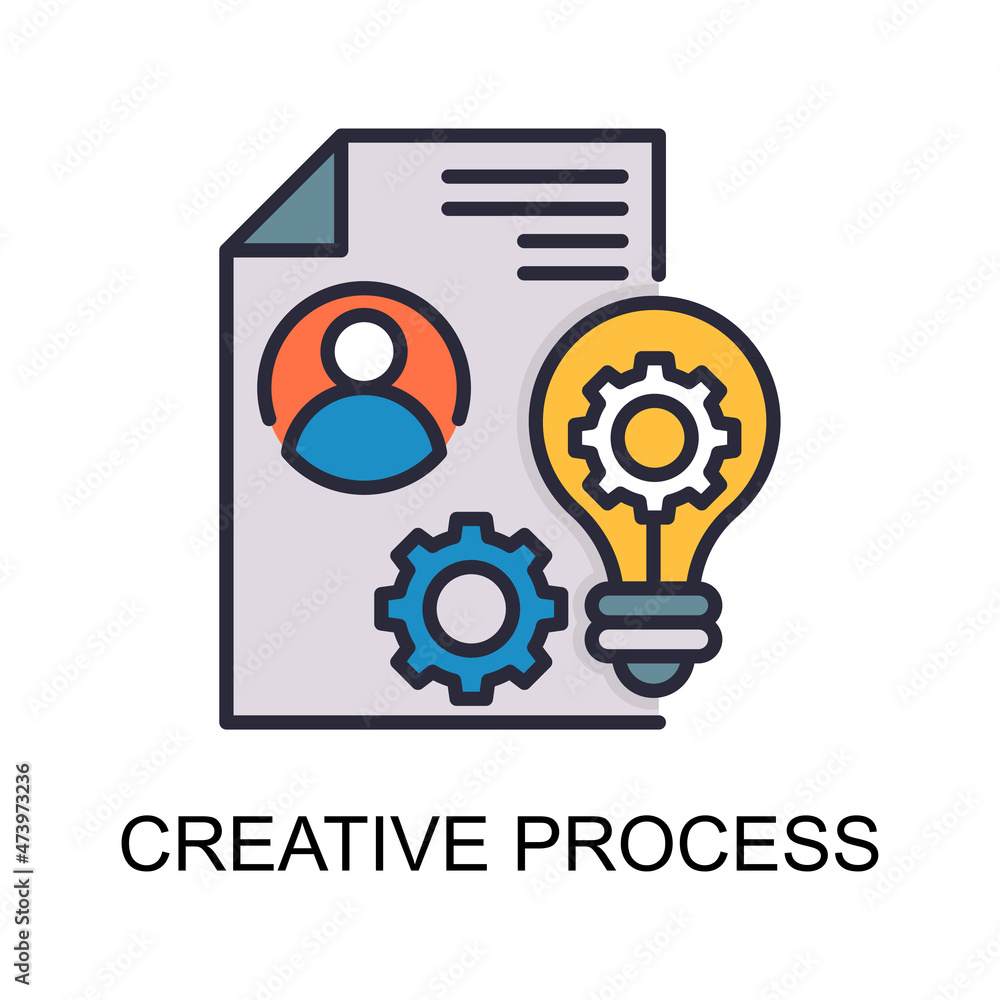 Poster creative process vector filled outline icon design illustration. web and mobile application symbol o