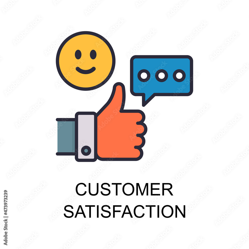 Poster customer satisfaction vector filled outline icon design illustration. web and mobile application sym