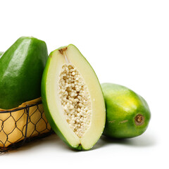 Papaya fruit isolated on a white background