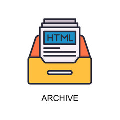 Archive vector Filled outline Icon Design illustration. Web And Mobile Application Symbol on White background EPS 10 File