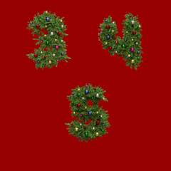 Christmas wreath-style alphabet - digits 6-9
