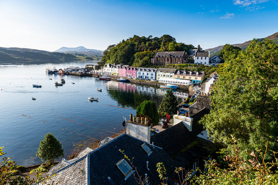 UK, Scotland, Portree, Harbor Of Coastal Town