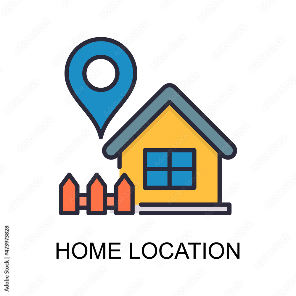 Poster home location vector filled outline icon design illustration. web and mobile application symbol on w