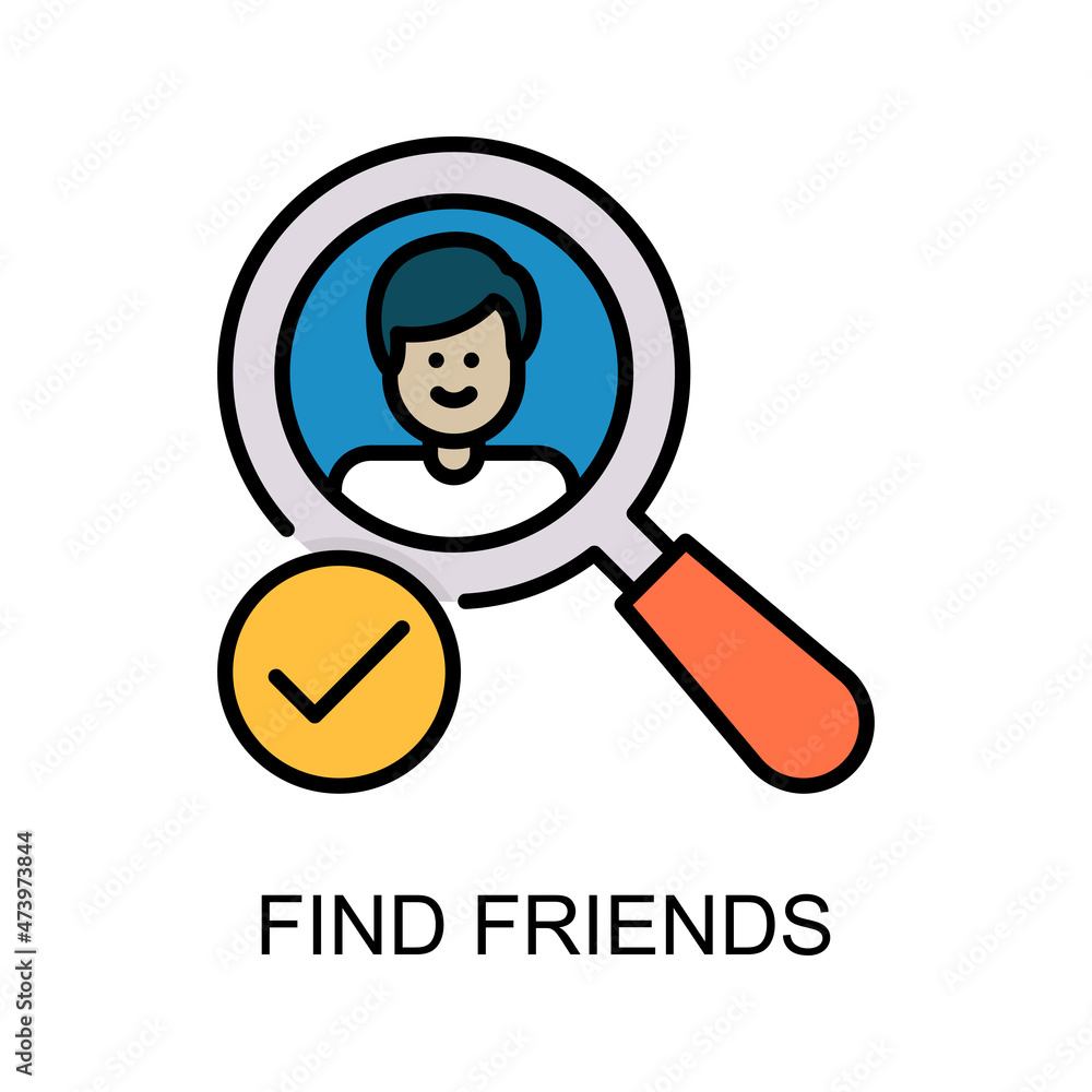 Poster Find Friends vector Filled outline Icon Design illustration. Web And Mobile Application Symbol on White background EPS 10 File