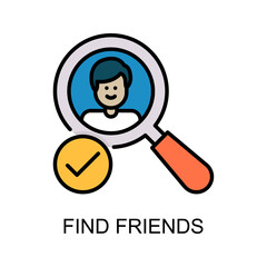 Find Friends vector Filled outline Icon Design illustration. Web And Mobile Application Symbol on White background EPS 10 File